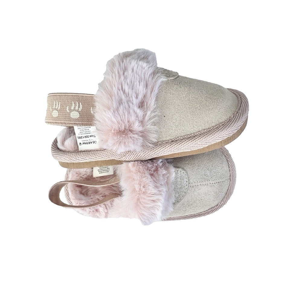 BEARPAW Pink Suede Slippers Size 2 Girl 6-12‎ Month Baby Clothing